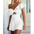 Costume intero a spalla sola con fiocco e volant, moda Valstrend, abbigliamento estivo femminile, dettagli eleganti e femminili