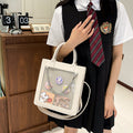 Borsa a tracolla grande trasparente quadrata, stile studentessa, Valstrend, con ampio scomparto e design elegante.