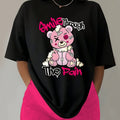 T-shirt donna Valstrend con stampa lettera e orso, maniche corte, stile casual, perfetta per primavera e estate.