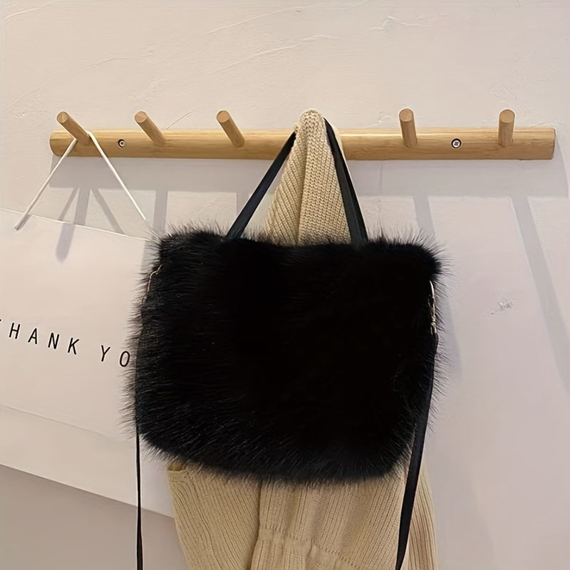 Chic Faux Fur Crossbody Bag for Women - Lightweight, Durable & Stylish with Adjustable Strap | Available in Khaki, Dark Brown, Pink, Black