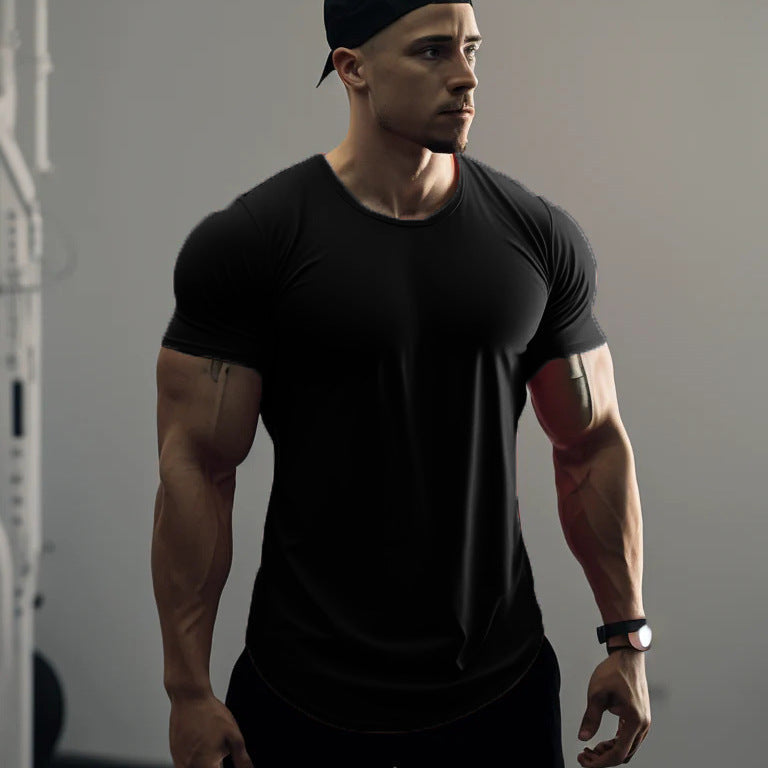 Maglietta sportiva uomo Valstrend, girocollo slim fit, manica corta, adatta a corsa e allenamento fitness, tessuto leggero.