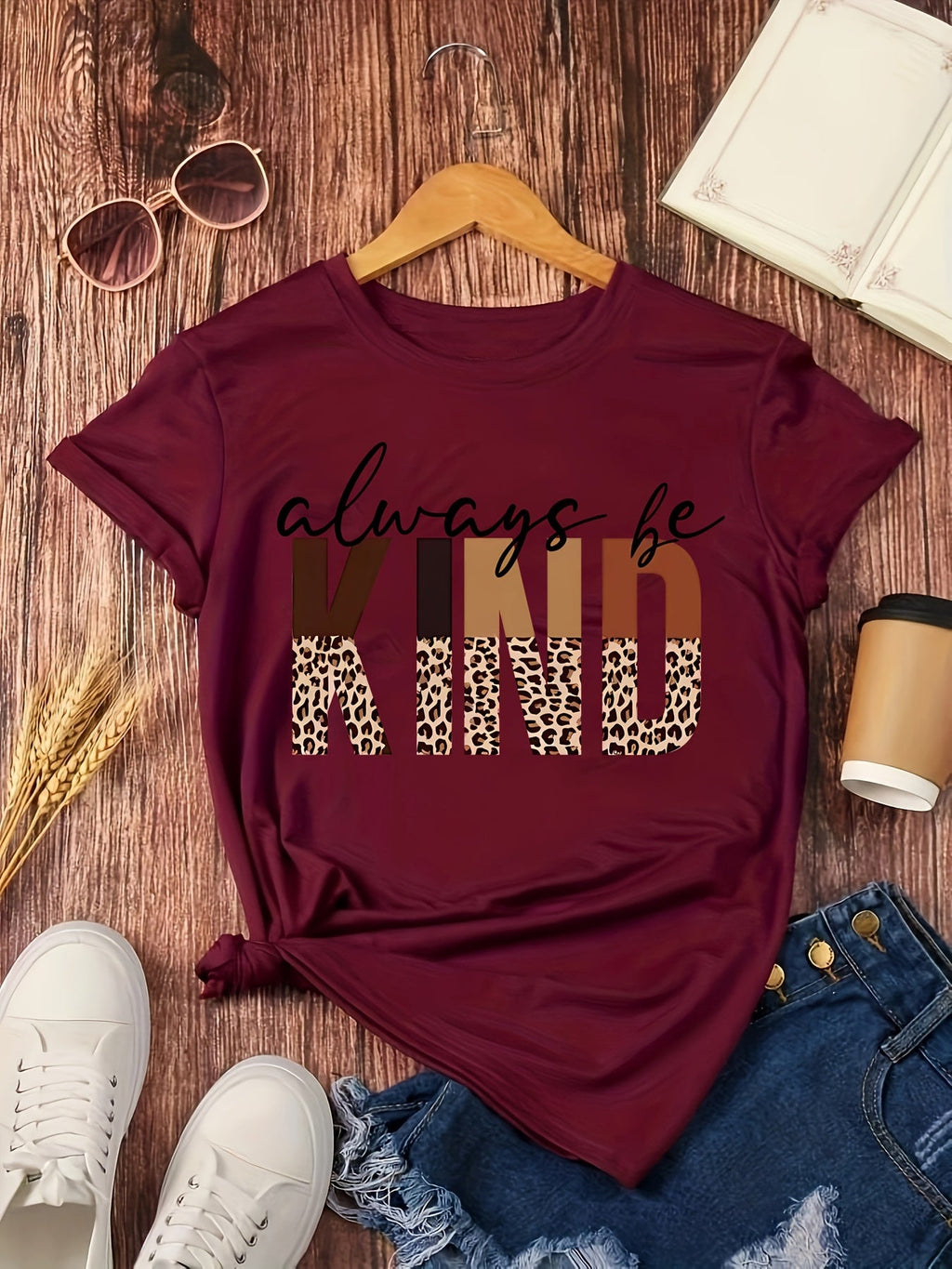 T-shirt da donna Valstrend, maglietta a maniche corte con stampa casual, ideale per primavera ed estate, stile comodo e semplice