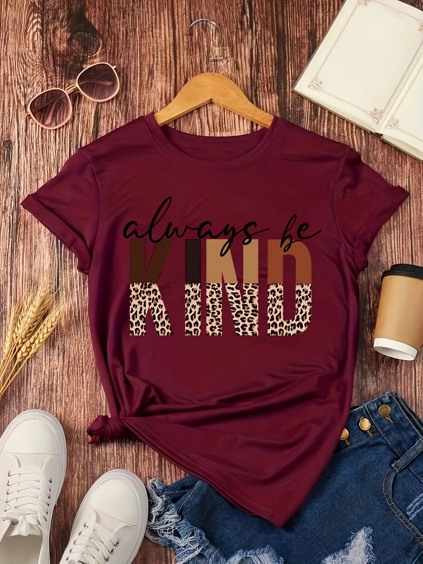 T-shirt da donna Valstrend, maglietta a maniche corte con stampa casual, ideale per primavera ed estate, stile comodo e semplice