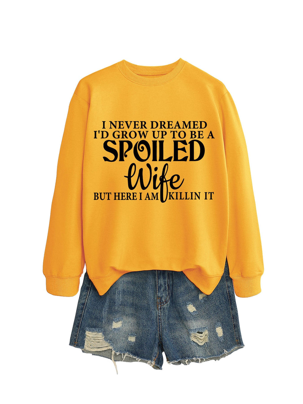 Felpa donna casual con stampa lettere e girocollo, Valstrend, tessuto morbido e comodo, vista frontale con dettagli del design.