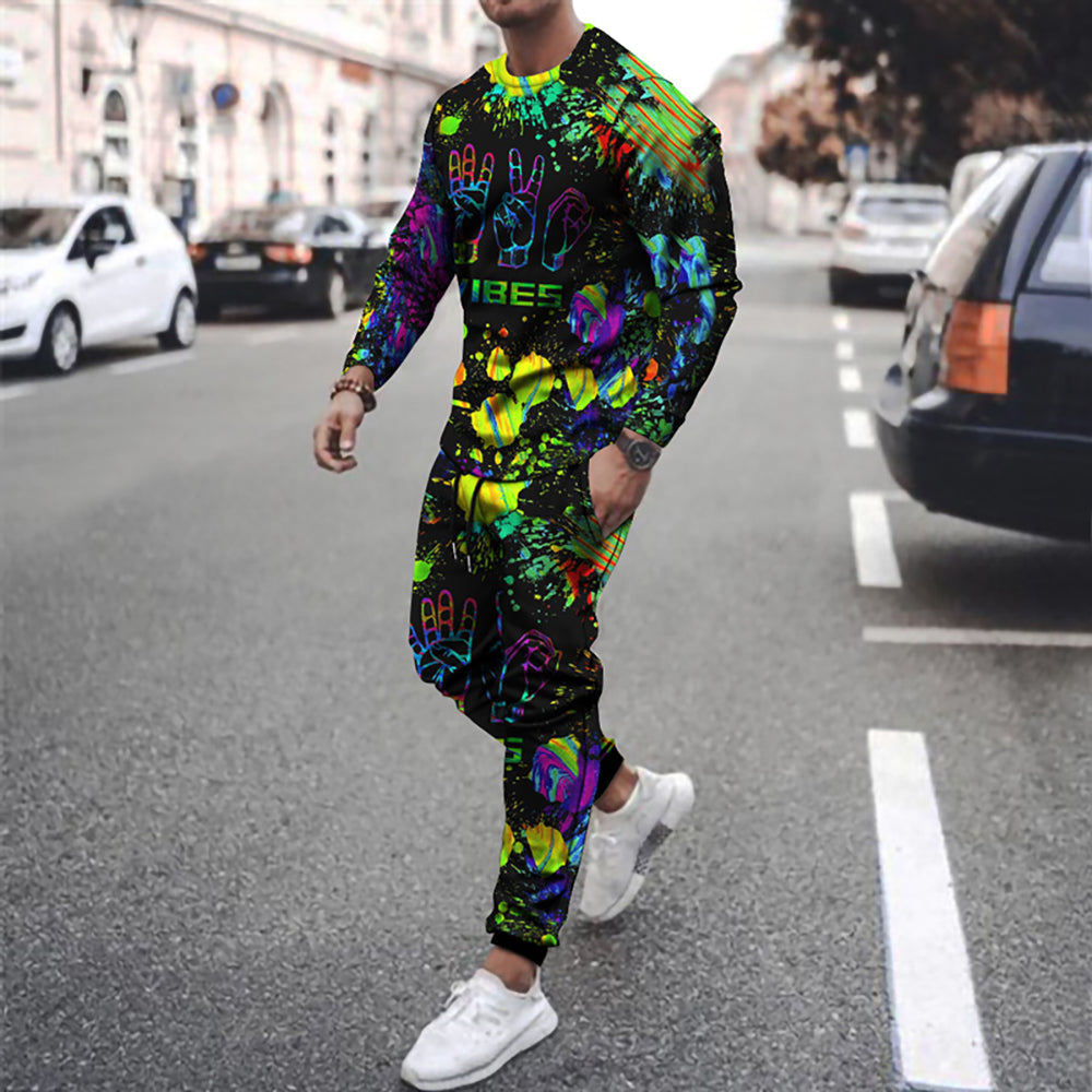 Maglione uomo Valstrend con stampa casual a maniche lunghe, collo rotondo e design divertente, abbigliamento sportivo e casual.