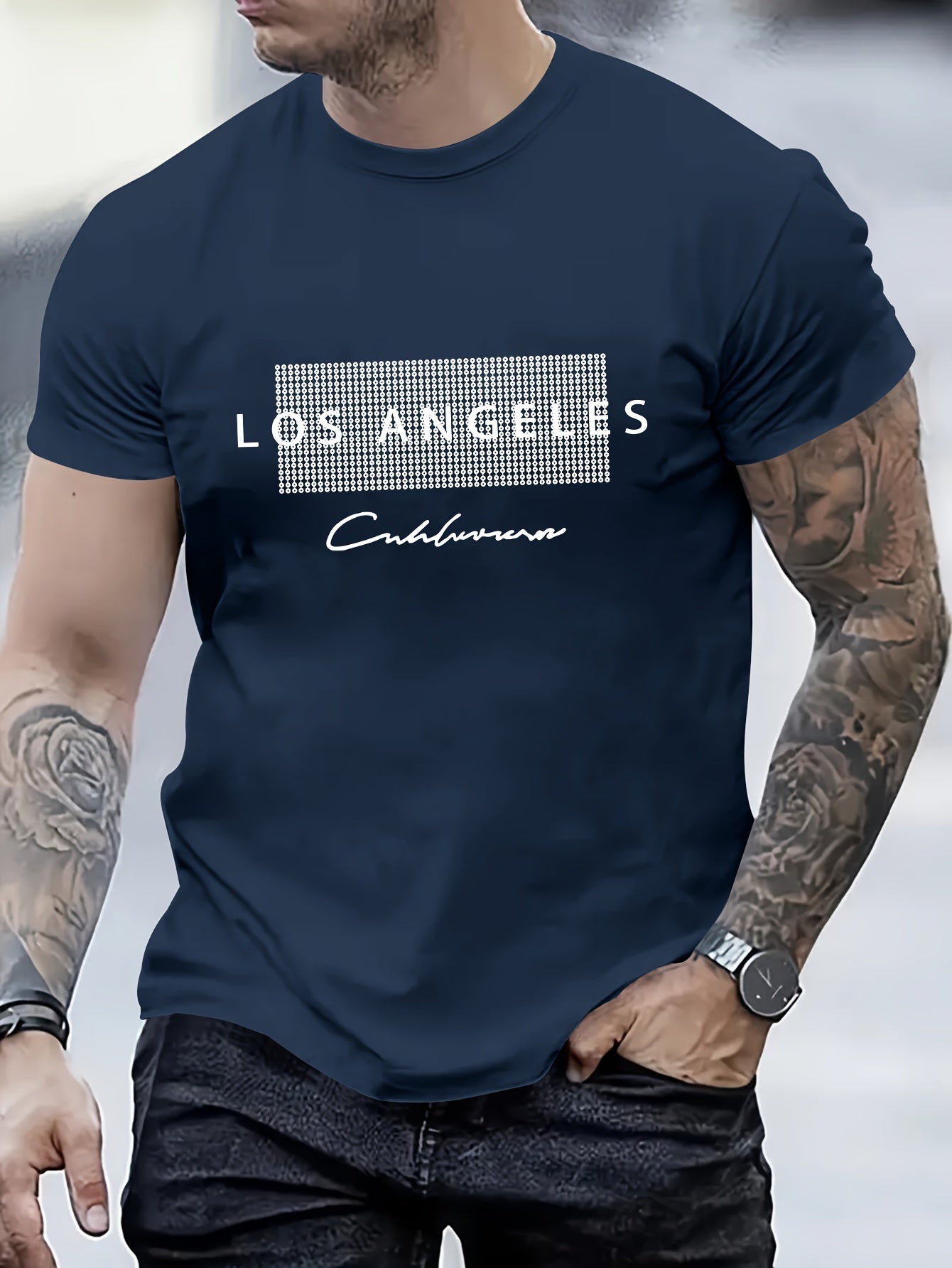 T-shirt casual a maniche corte Valstrend con stampa Los Angeles, ideale per l'estate, in tessuto leggero e comodo.