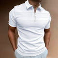 Camicia estiva da uomo Valstrend, maniche corte, colore solido, colletto a revers, tessuto jacquard casual.