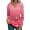 Top casual da donna Valstrend, maglietta a maniche lunghe con scollo a V, stile alla moda e comodo.
