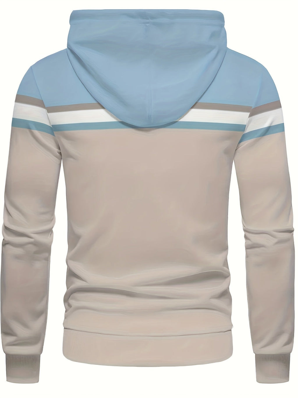 Felpa casual da uomo Valstrend con blocchi di colore, cappuccio, tasca frontale, tessuto in poliestere elasticizzato, vestibilità regolare