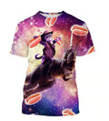 T-shirt da uomo Valstrend con divertente motivo di gatto 3D e stampa animale, design allegro e colorato.