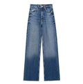 Jeans Valstrend con vita alta, taglio largo e gamba ampia, in tessuto denim blu, stile casual e moderno.
