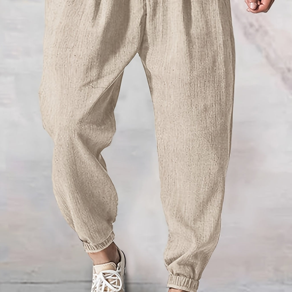Joggers uomo Valstrend in tessuto lavato e strappato, pantaloni casual a vita bassa con tasche e cintura con coulisse.
