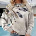 Felpa casual con collo rotondo a maniche lunghe, stampa, vestibilità ampia e taglie plus size, marca Valstrend shop.