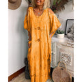 Tie-dye Printed Off-shoulder Loose Long Dress