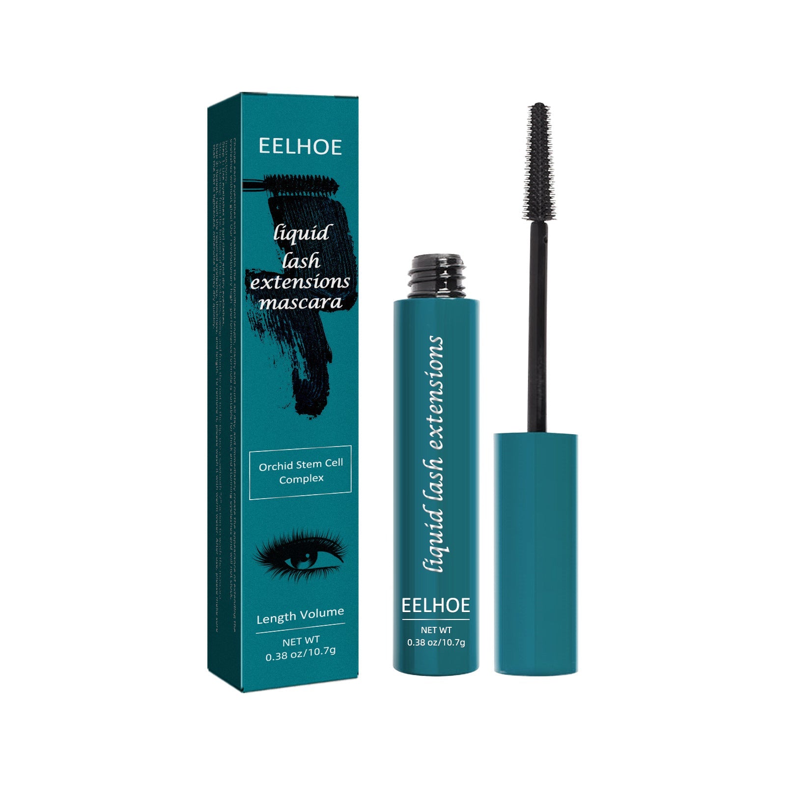 Mascara volumizzante e a prova di sbavature Valstrend, con ciglia incurvate e definite, visibile nel prodotto di trucco.