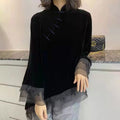 Chinese Style Stand Collar Plate Button Base Shirt Women