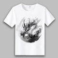 T-shirt da uomo Valstrend con stampa paesaggio in stile cinese con inchiostro, design artistico e dettagli tradizionali.