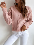Maglione a collo a V, maniche lunghe, invernale e autunnale, vestibilità larga, marchio Valstrend shop, tessuto morbido e caldo