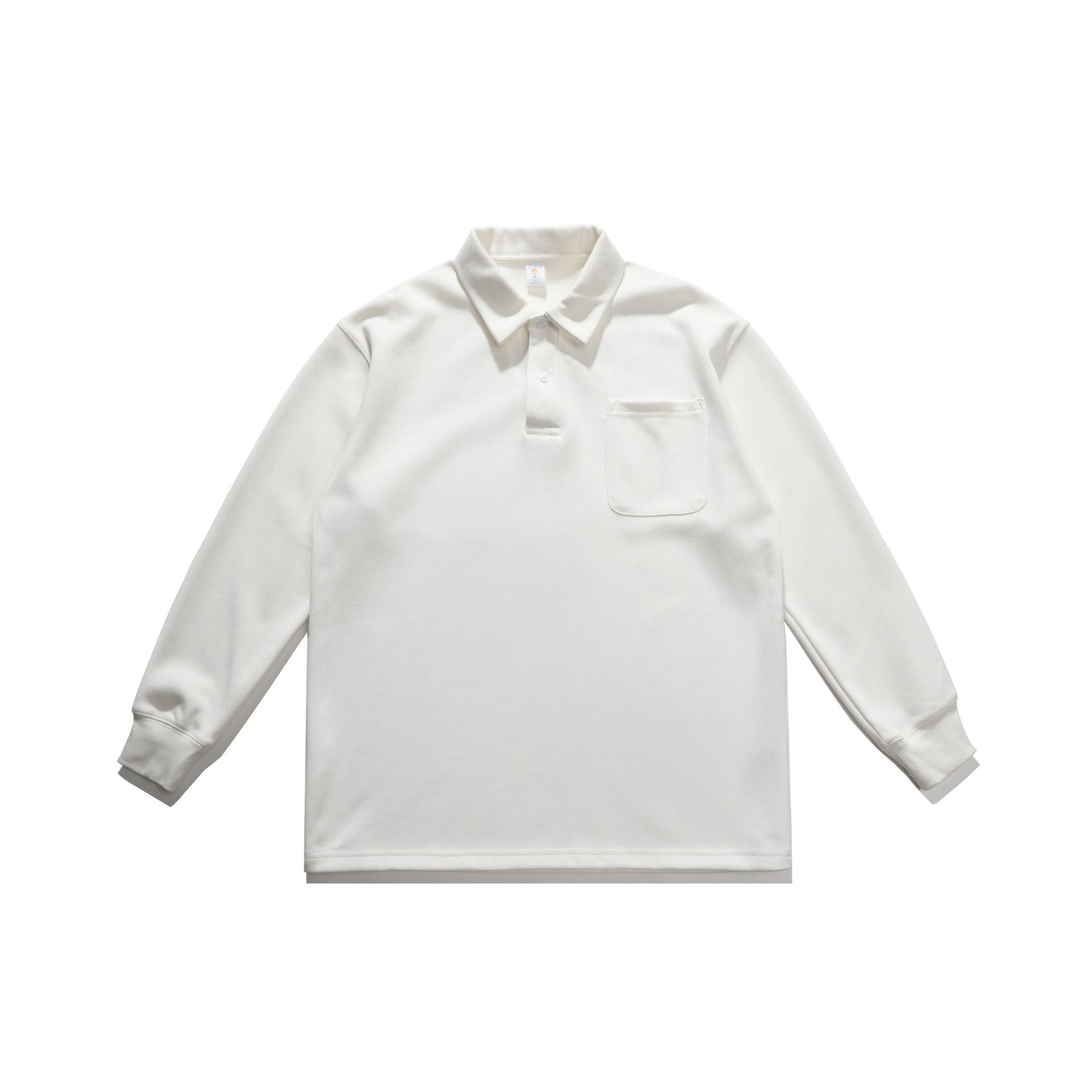 New Autumn Drop Shoulder Polo Shirt Long Sleeve American Trendy Loose Lapels Pocket T-shirt