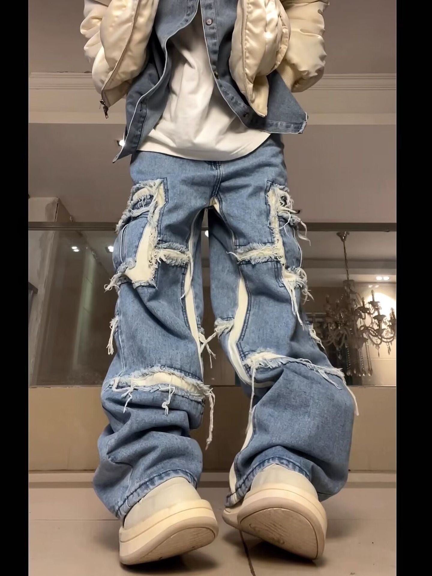 Men's Fashion Casual Loose Hole Stitching Pants