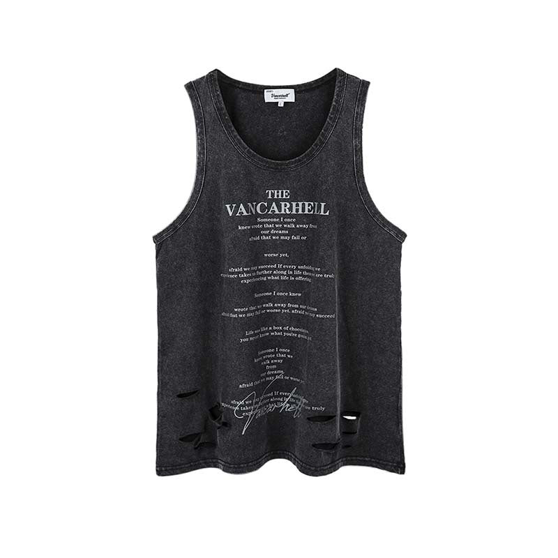 Maglietta senza maniche Valstrend Shop in stile retrò americano, con effetto usurato, ideale come gilet da uomo.
