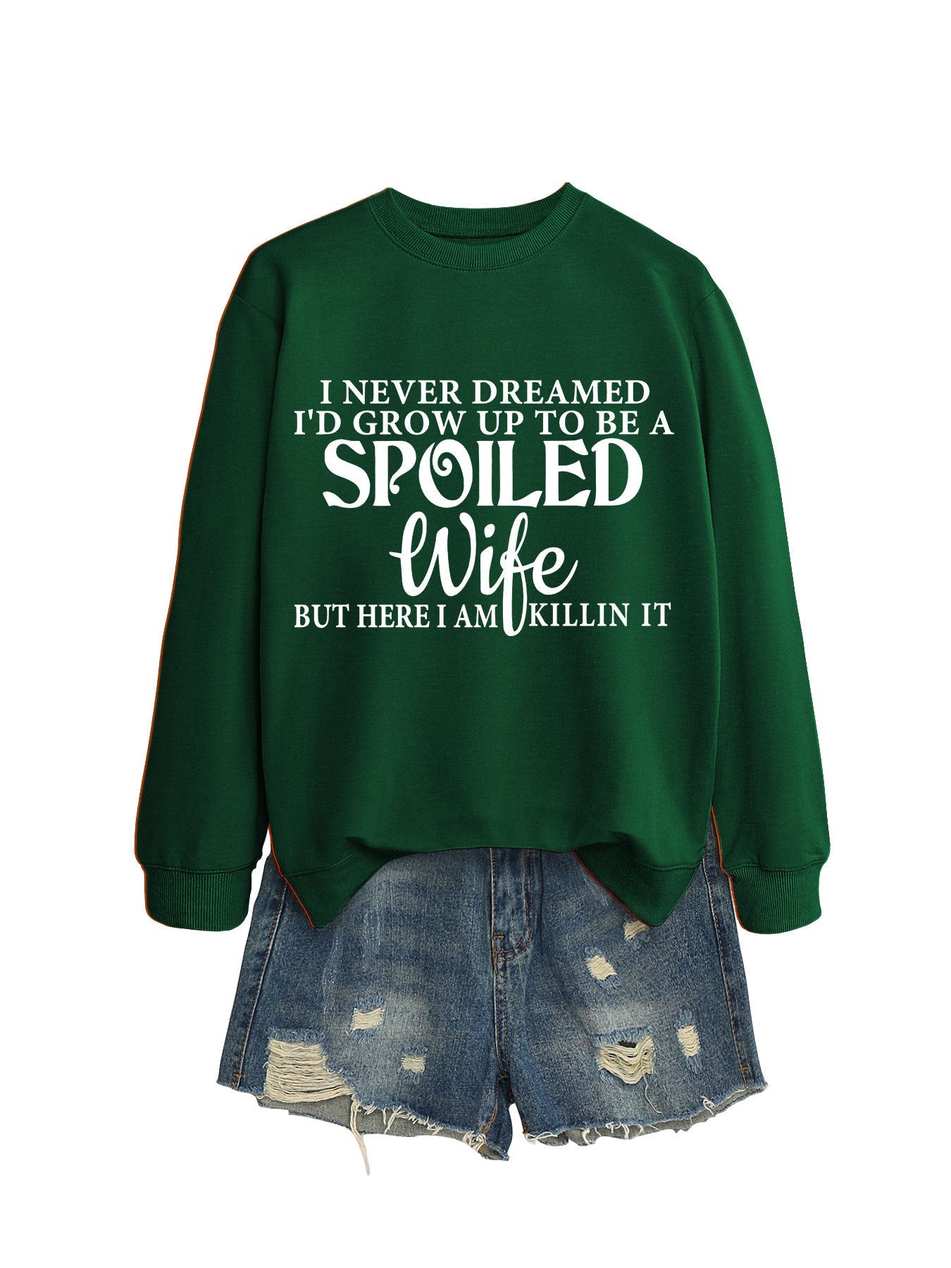 Felpa casual con lettere stampate, girocollo, donna, marca Valstrend, tessuto morbido e comodo, dettaglio visibile fronte.