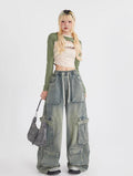Jeans donna in stile americano retrò, vestibilità larga, in denim blu con dettagli classici, marca Valstrend shop