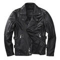 Giacca in pelle da motociclista Valstrend, slim fit, morbida e leggera, primo strato in pelle bovina per biker.
