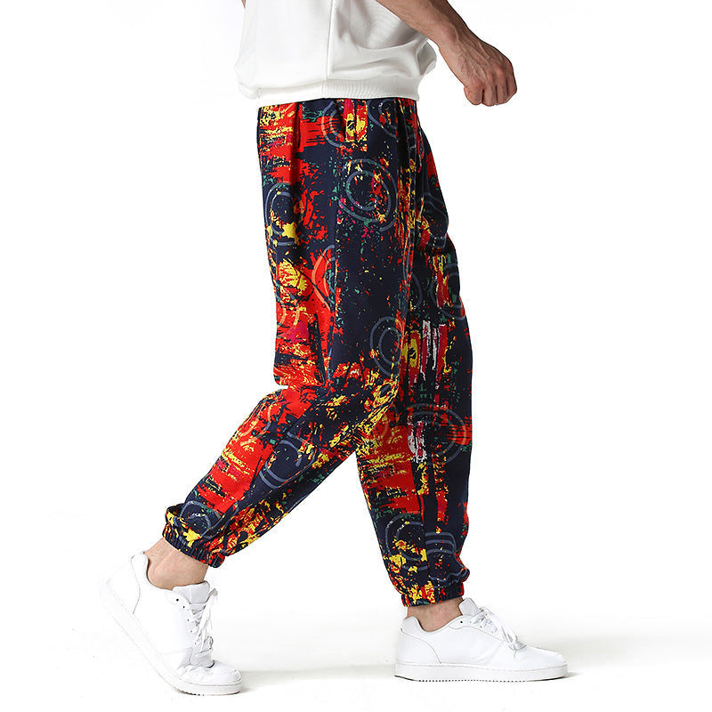 Pantaloni casual in cotone e lino Valstrend per uomo, stile comodo e leggero con tasche frontali e vita elastica.