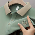Camicia da golf da uomo Valstrend con ricamo, maniche corte, tessuto leggermente elasticizzato, ideale per estate e attività all'aperto.