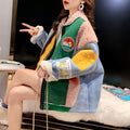 Cappotto in denim largo invernale da donna Valstrend con cuciture in lana di agnello, taglia plus, stile casual e caldo.