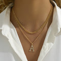 English Letter Double Layer Full Of Rhinestones Cuban Chain Niche Letter Necklace Birthday Party Gift