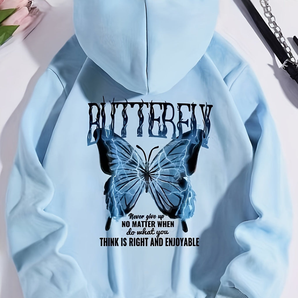Maglione casual da donna Valstrend con motivo farfalla, tessuto morbido, vestibilità rilassata, adatto per autunno e inverno.