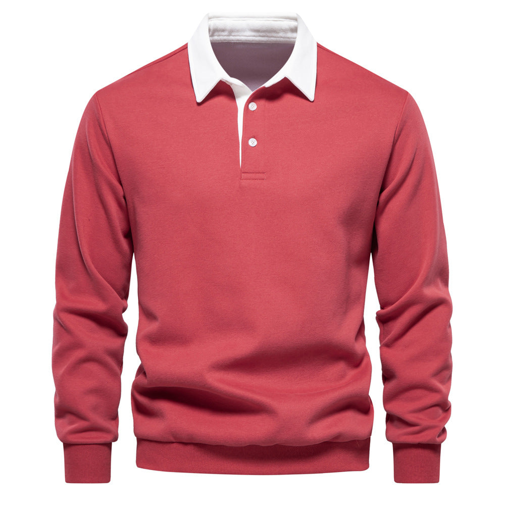 Felpa con cappuccio e colletto polo a maniche lunghe Valstrend, stile trendy europeo, tessuto morbido e comodo.