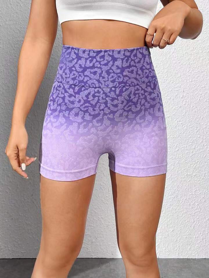 Cheetah Gradient Yoga Tight High Waist Hip Lifting Absorbing Sweating Shorts