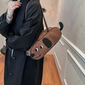 Chic Dog-Shaped Crossbody Bag - Durable Faux Leather, Perfect for Everyday Fashion & Unique Gift Idea, Coffee Brown