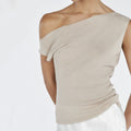 T-shirt casual da donna a tinta unita Valstrend, maglietta comoda con scollo rotondo e taglio semplice, in tessuto morbido.