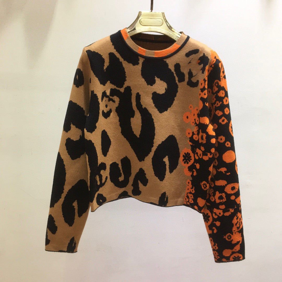 Maglione a maniche lunghe in maglia con lettere e fiori in contrasto, adatto per autunno e inverno, marca Valstrend shop