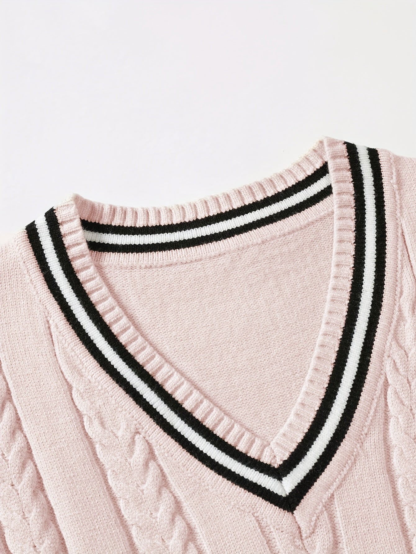 Maglione smanicato a righe color block per uomo, collo a V, in maglia elastica, ideale per primavera e autunno, stile casual Valstrend