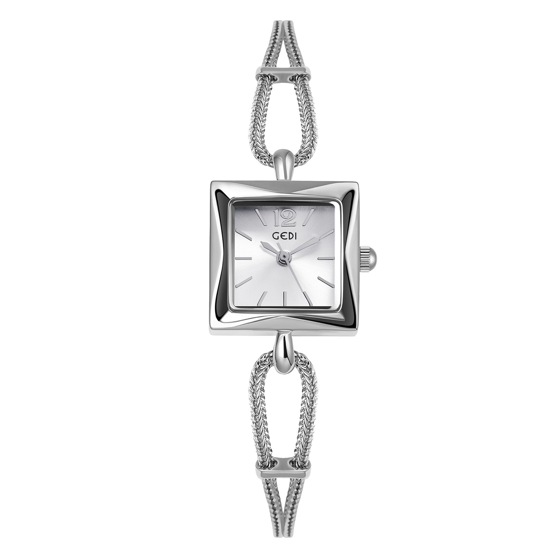 Orologio da polso Valstrend con quadrante quadrato in lega, stile vintage, piccolo e semplice, con cinturino in metallo antico.