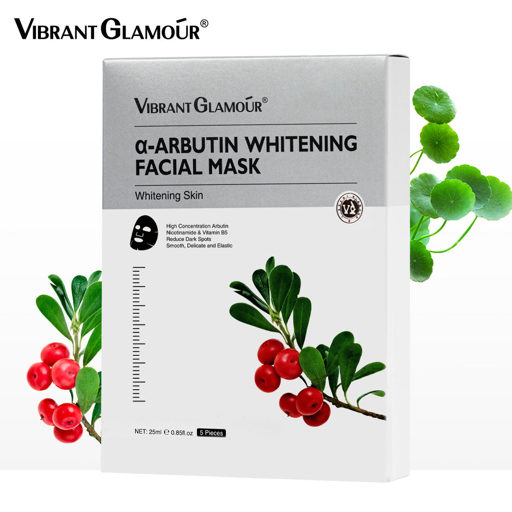 Maschera viso Valstrend con arbutina, confezione da 5, trattamento schiarente per la pelle e miglioramento del tono della pelle