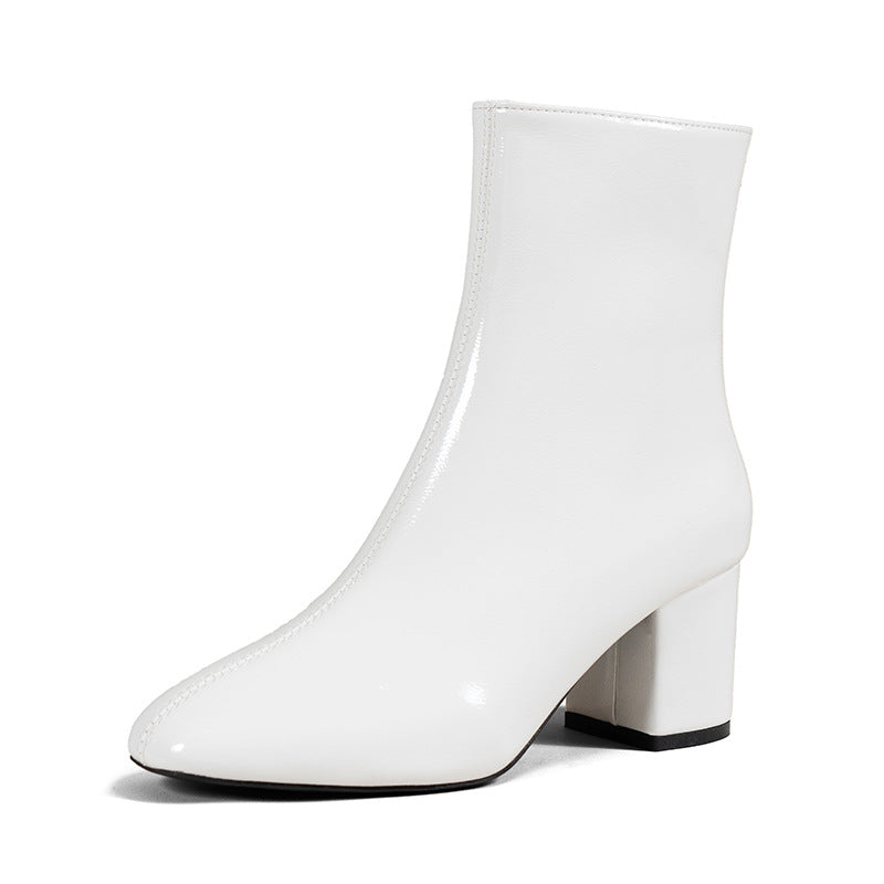 Stivaletti con tacco alto Valstrend per donna, con zip laterale, punta quadrata e suola spessa, disponibili in taglie grandi.