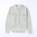 Giacca camicia stile semplice Valstrend in velluto a coste, collo a tinto unito, chiusura singolo petto, look casual e elegante