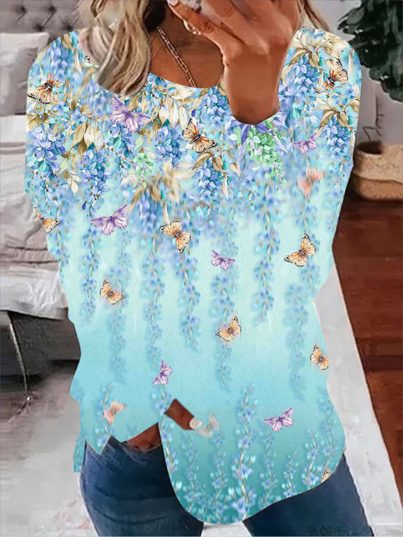 European And American 3D Printed Casual Round Neck Print Long Sleeves Sweater
