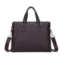 Cartella da uomo in vera pelle Valstrend, borsa da lavoro orizzontale in cuoio per laptop da 14 pollici, elegante e resistente.
