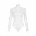 Maglietta donna Valstrend con colletto alto, maniche lunghe e design a tuta, vista frontale, tessuto morbido e stile elegante