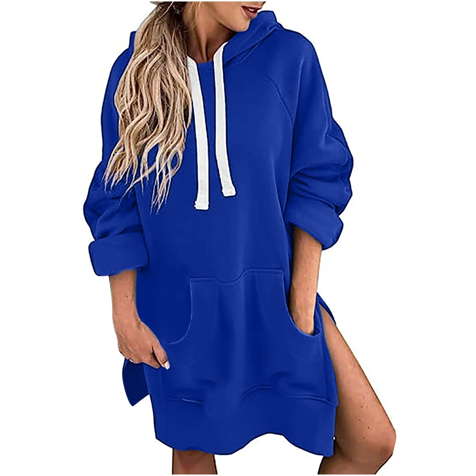Maglione ampio da donna a maniche lunghe in tinta unita con coulisse, stile casual e comodo, marca Valstrend.
