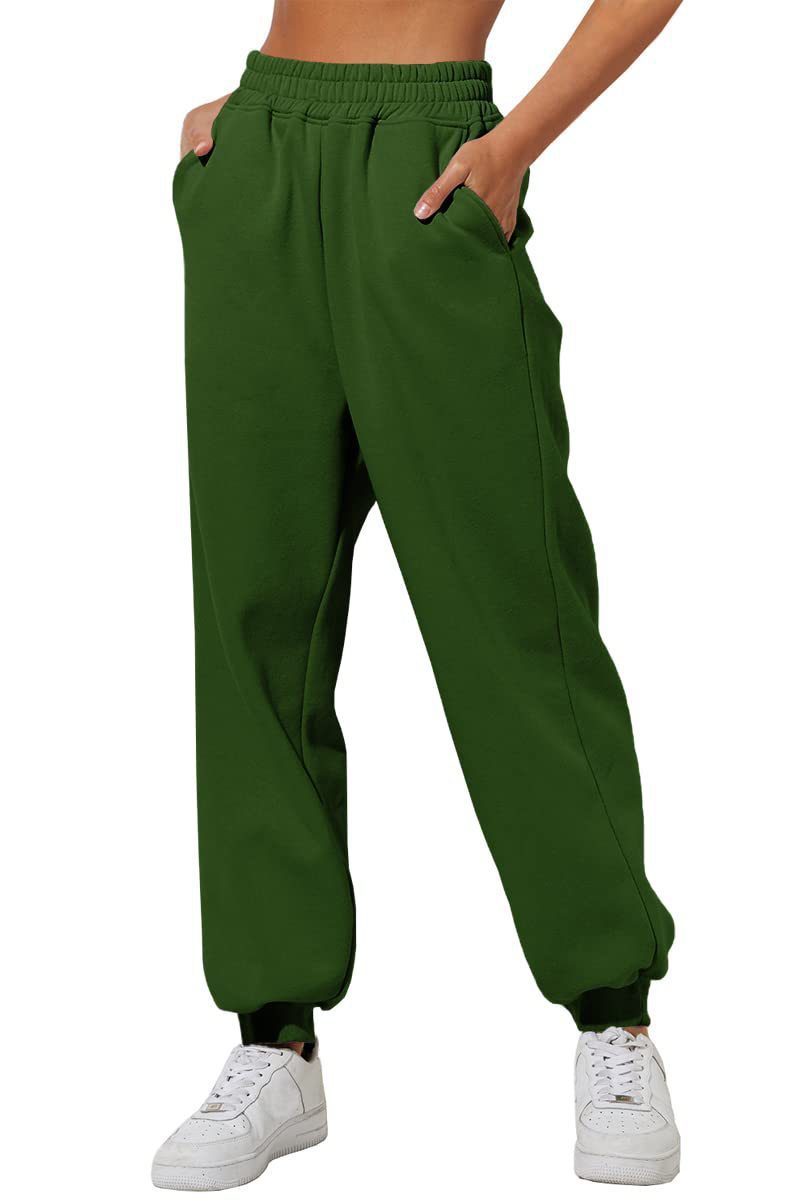 Pantaloni jogger donna a vita alta, larghi, comodi, con tasche e cintura, in tessuto morbido e casual, marca Valstrend shop