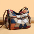 Borsa a tracolla vintage con fantasia scozzese, in faux pelle, con tracolla regolabile e chiusura a zip, donna.