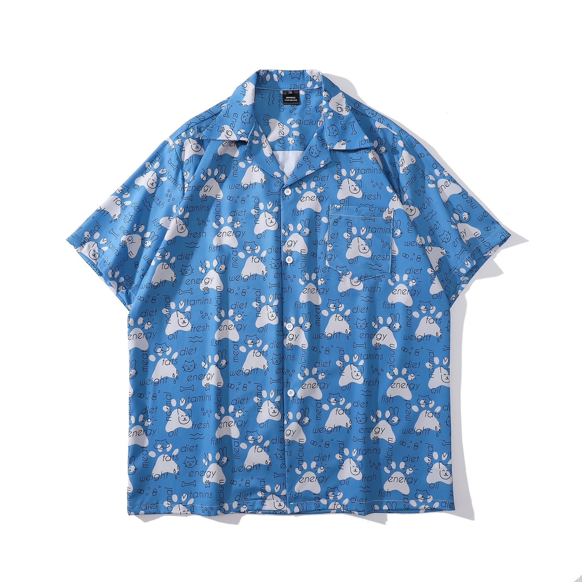 Cuban Collar New Vintage Casual Short Sleeve Printed Shirt Men And Women